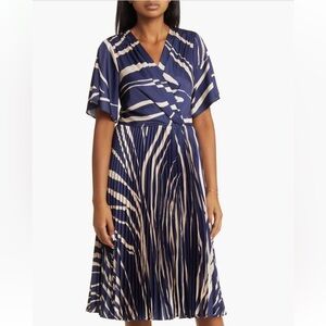 Maggy London Navy and Cream Midi Dress